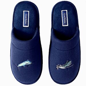 Excellent Used Condition Men's Club Room Waffle Knit Embroidered  Slippers Small